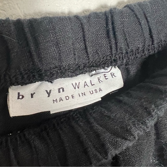 Bryan Walker Wide Leg Black Linen High Rise Crop Ankle Pant Pull On Elastic M - Picture 10 of 11